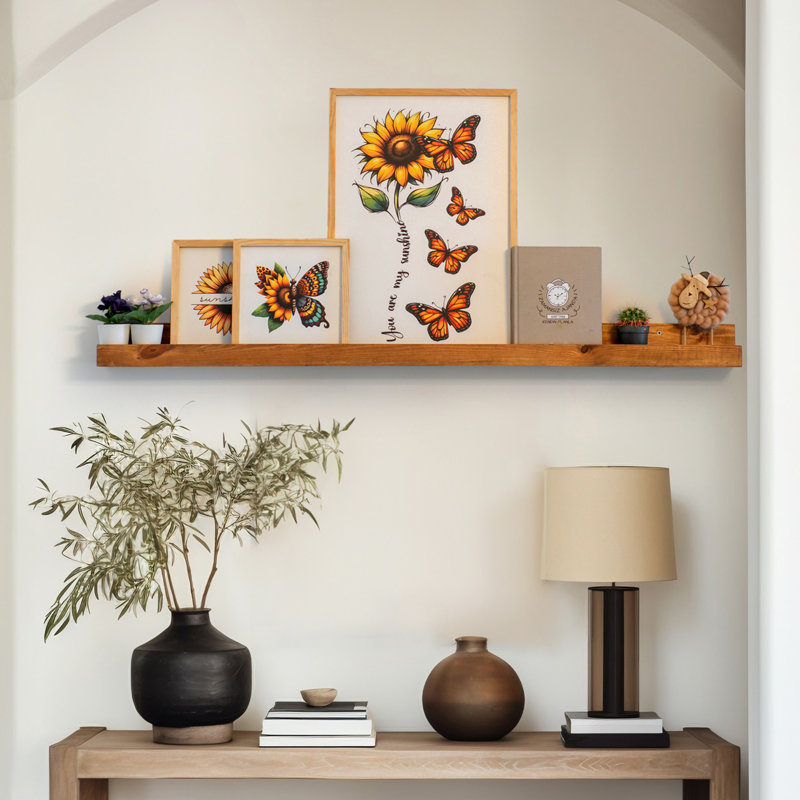 Étagère murale décorative en bois Guynn Elegant | 100% bois massif, épaisseur: 0,8 po | Parfait pour la décoration intérieure, le salon et l'organisation de la chambre à coucher, conception robuste et élégante