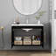Ensemble de meuble-lavabo mural 24 po avec lavabo, portes doubles, charnières à fermeture en douceur, cuve en céramique, assemblage facile, poignée longue en métal doré, espace de rangement-119117016-119697061