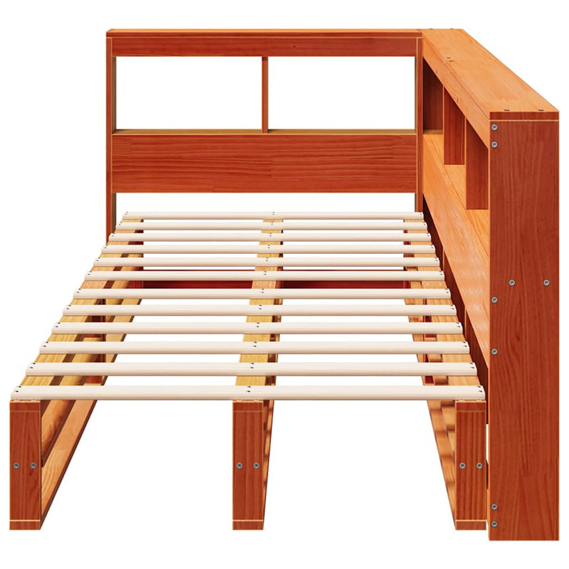 Solid Wood Storage Bed, Small Single (2'6), Wax Brown