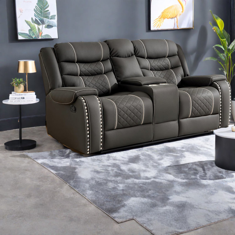 Confortables fauteuils inclinables en microfibre noire, style classique pour le salon
