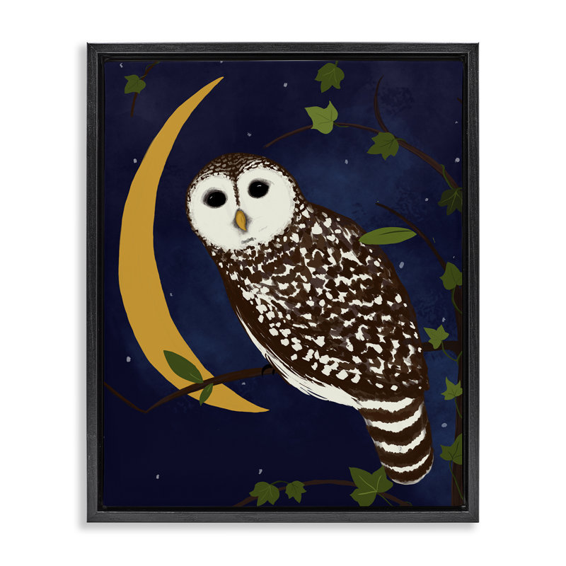  "Owl & Moon Forest", art mural par Michelle Ingari Designs, H 21 po x l 17 po, Cadre flottant noir de jais
