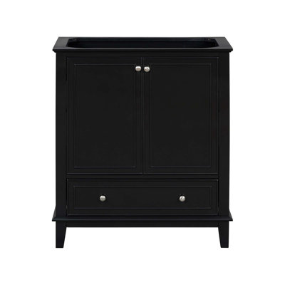 Meuble-lavabo 30 po sans lavabo, base seulement, armoire de salle de bain multifonctionnelle avec portes et tiroir, structure solide et panneau de fibres à densité moyenne