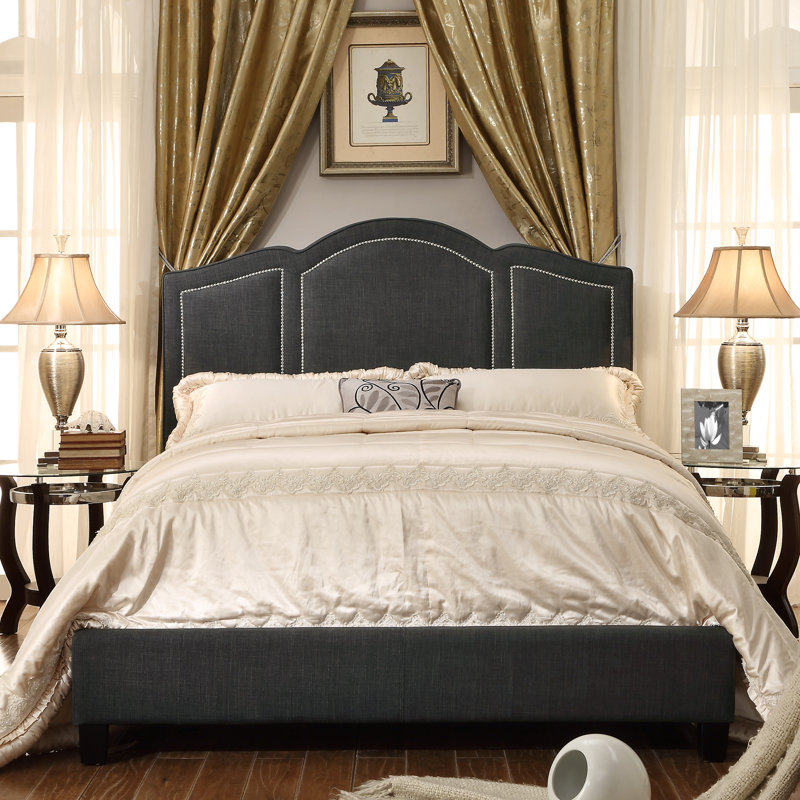 Grand lit tapissier standard Borkowski, Tissu - gris anthracite
