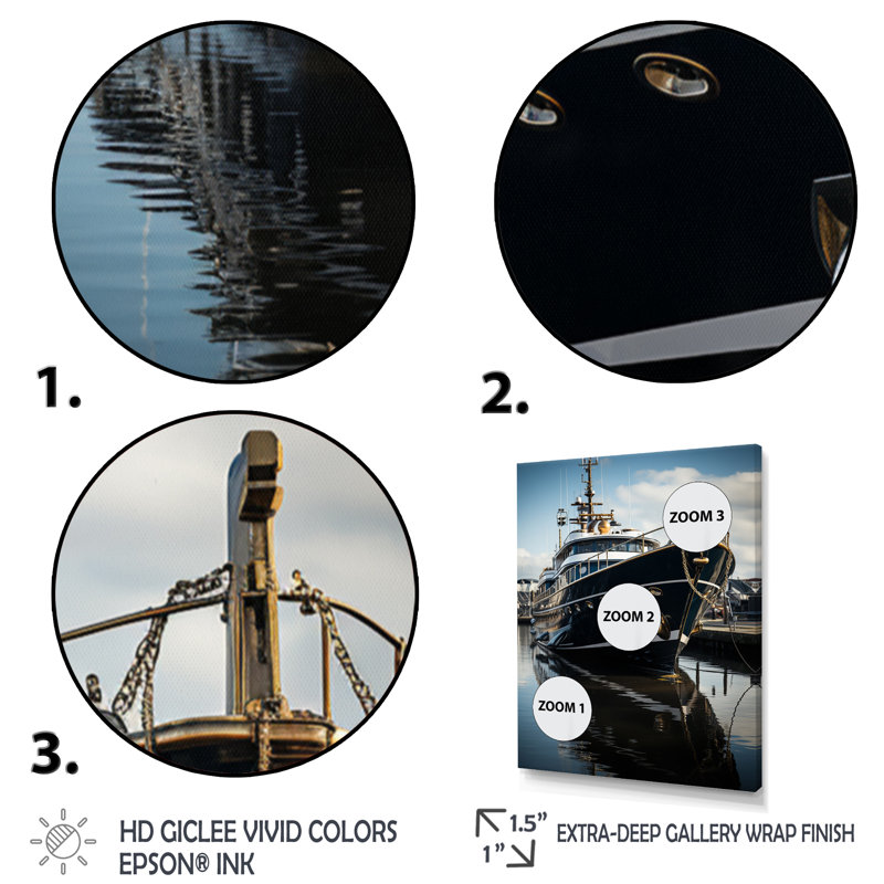 Port Dockside Elegance I - Nautical & Beach Wall Art Prints, H 40 po x l 30 po x P 1,5 po, Cadre naturel flottant