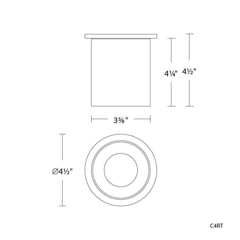 Plafonnier encastré rond à intensité variable 5 lumières Zoron, Noir/chrome, H 4,5 po x l 3,63 po x P 3,63 po
