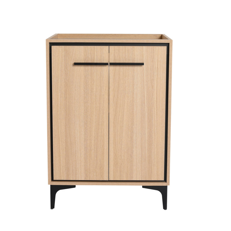 Meuble-lavabo 24 po sans lavabo supérieur, armoire de rangement moderne avec 2 portes à fermeture douce, meuble-lavabo simple
