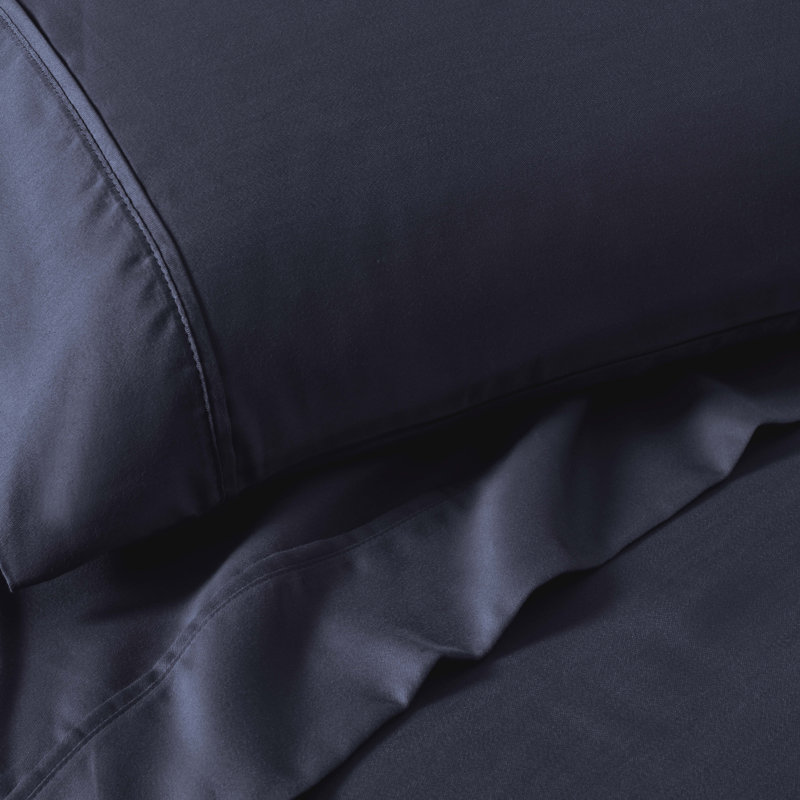 Superior 1200 Thread Count Wrinkle Resistant Cotton Blend Pillowcases, King, Navy Blue