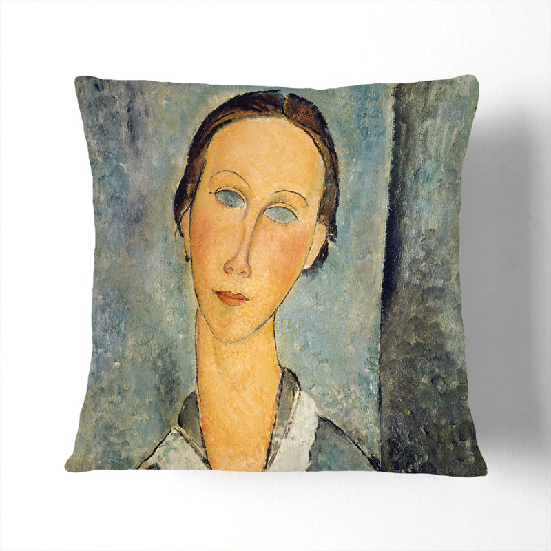 Portrait Of A Girl Vol.7 By Amedeo Modigliani Square Throw Cushion, 40cm H x 40cm W x 15cm D, Black