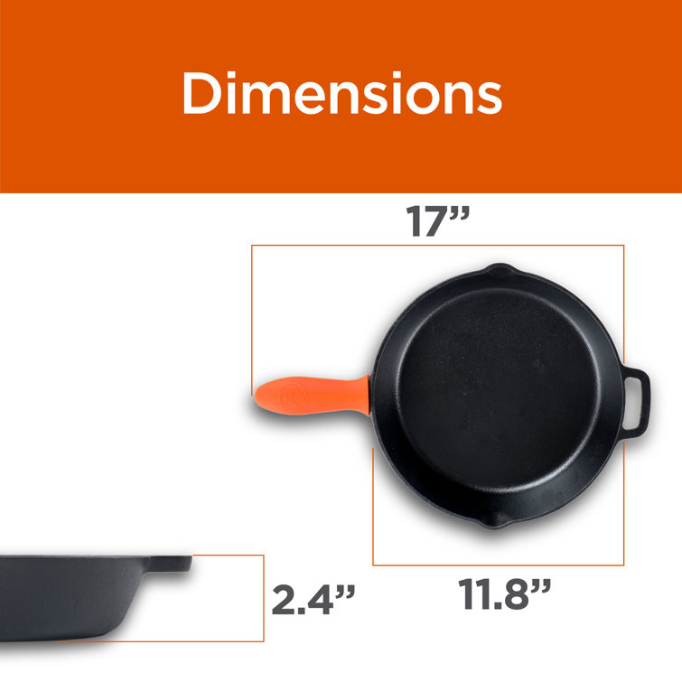 Commercial Chef 12 Cast Iron Skillet with Silicone Grip & Reviews
