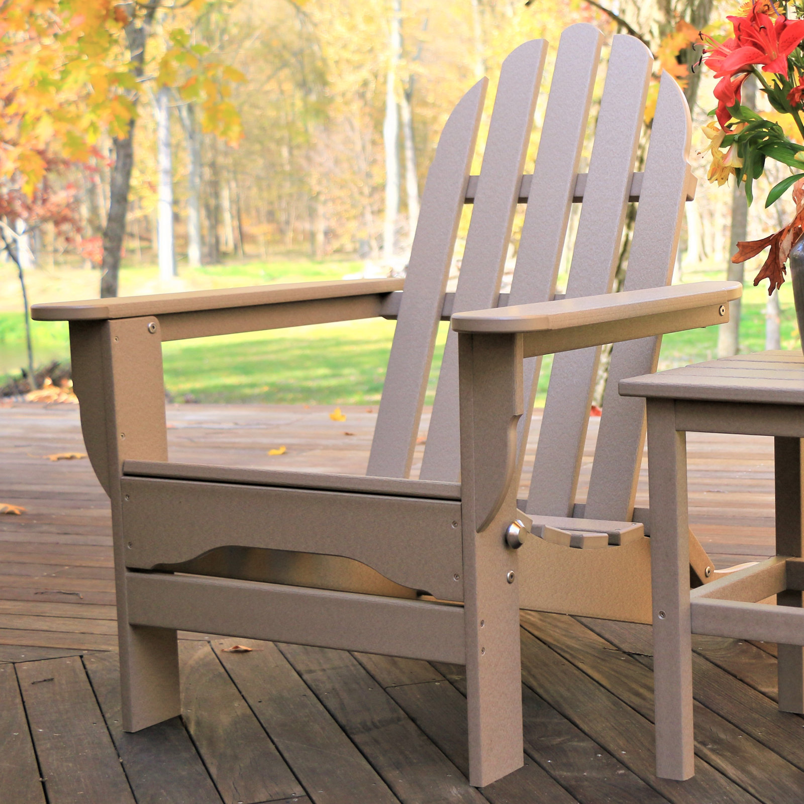 Leighton Foldable Adirondack Chair, Weathered Wood