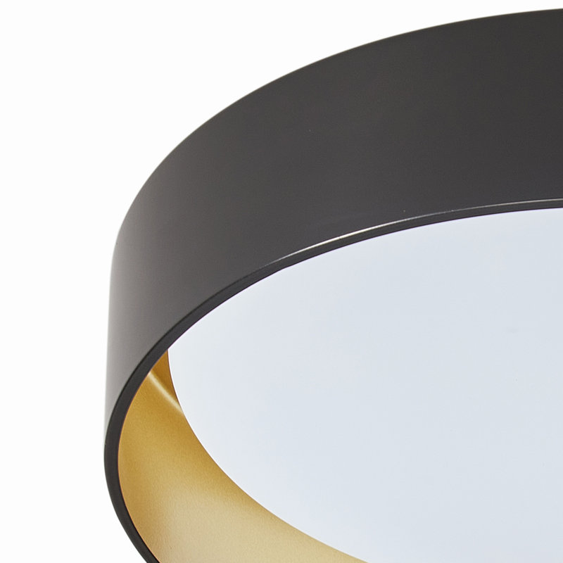 1 - Light Simple Design Classic LED Energy Saving Dimmable Flush Mount Ceiling Light, Black, 4.53" H x 17.72" W x 17.72" D
