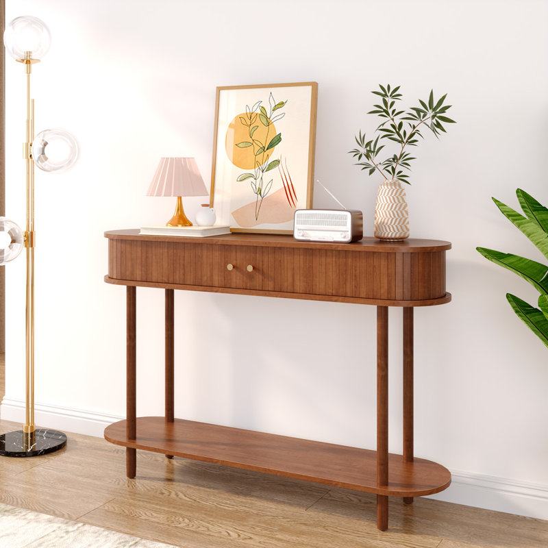 Console moderne avec porte tambour en bois, Brun