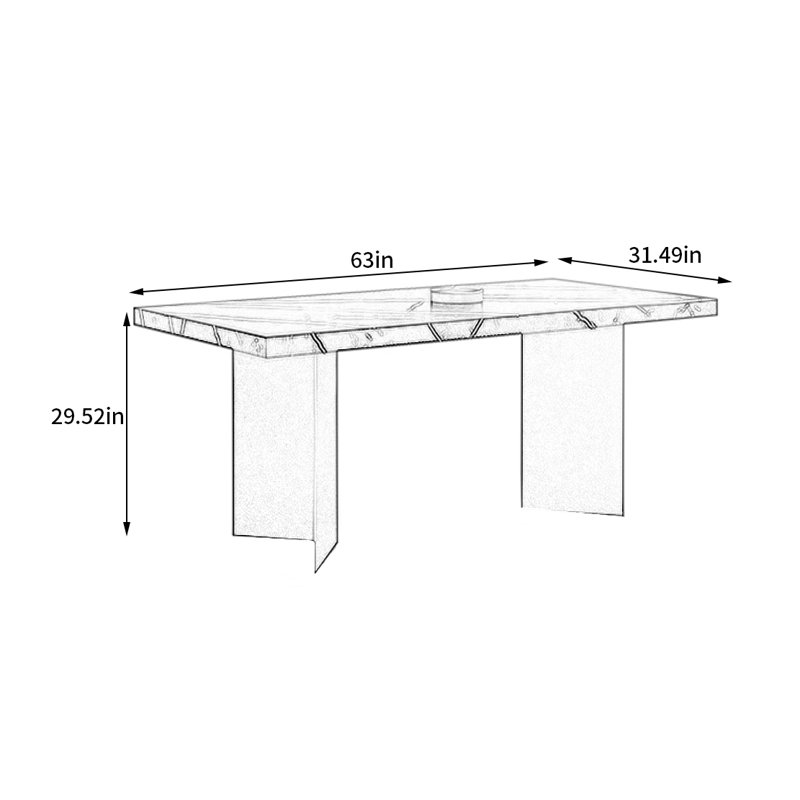 Faux Marble Top Dining Table, 31.49" W x 63" L