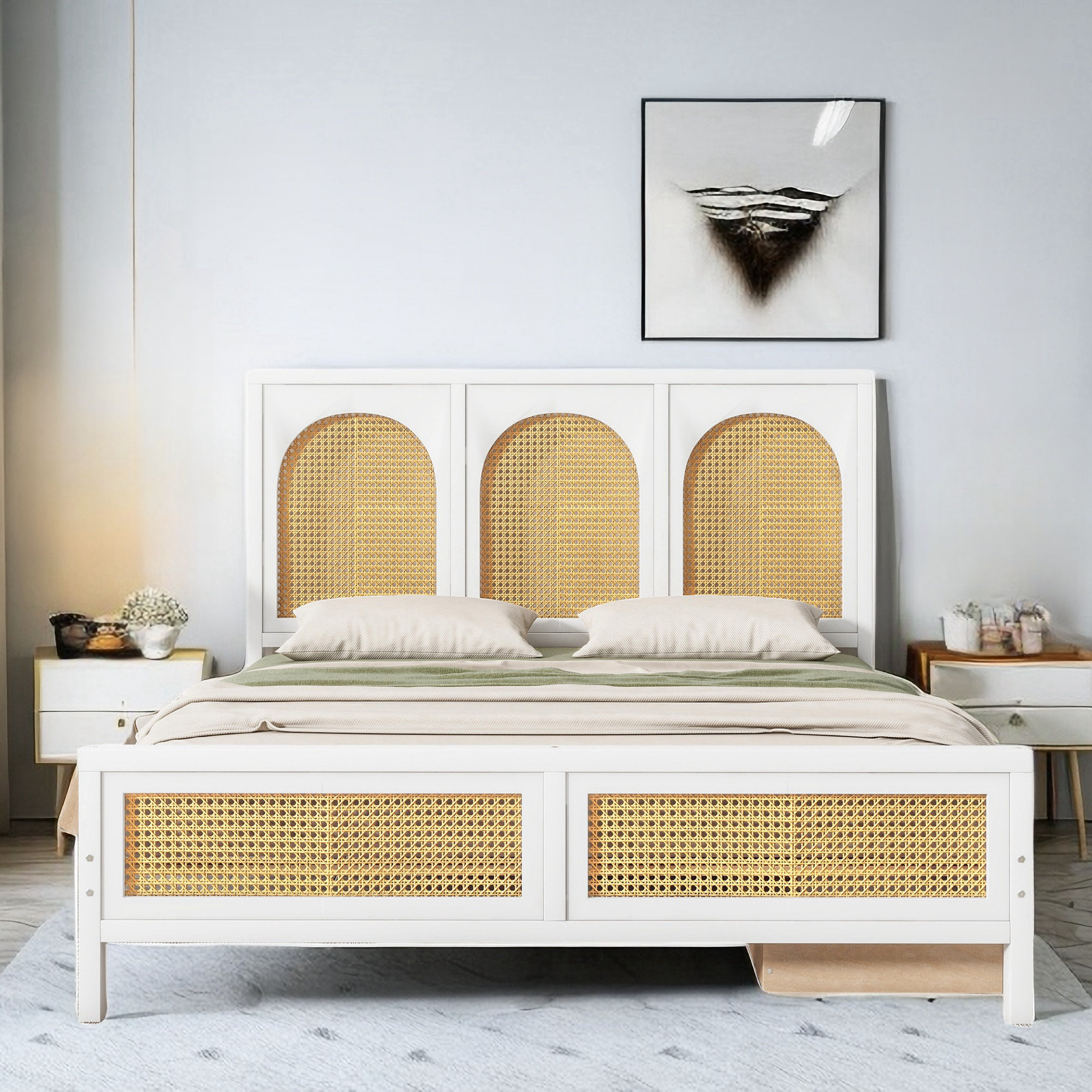 Bay Isle Home Aloysia Platform Storage Bed with Rattan Headboard and  Footboard | Wayfair