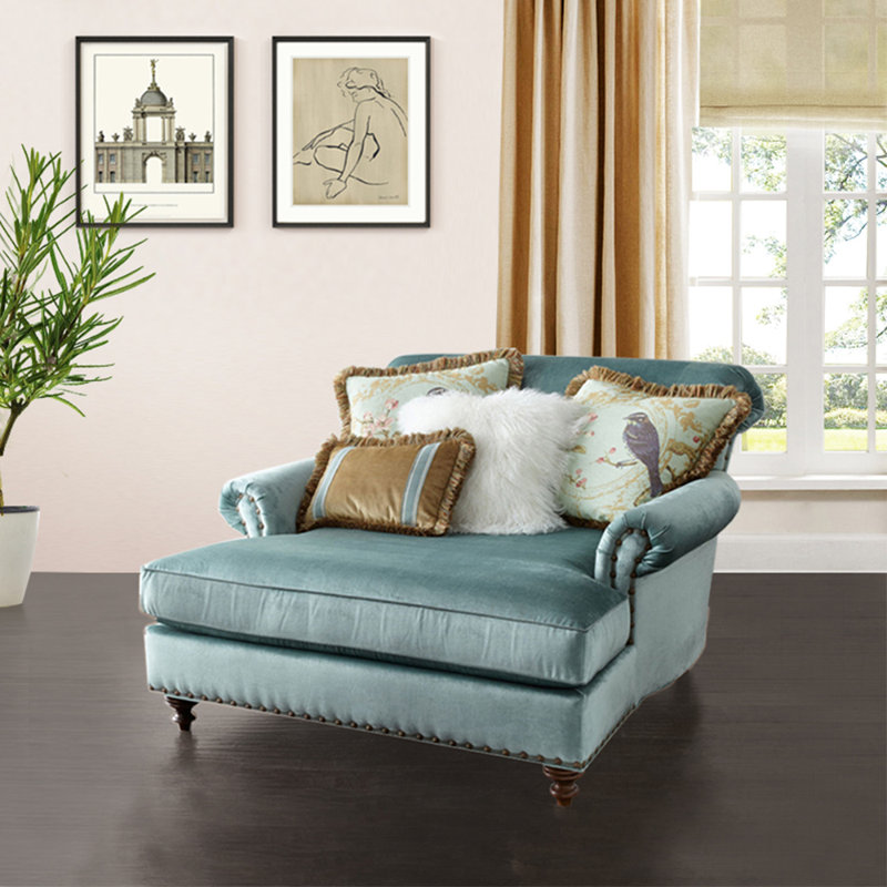 Chaise longue en flanelle élégante et décontractée, Bleu lac