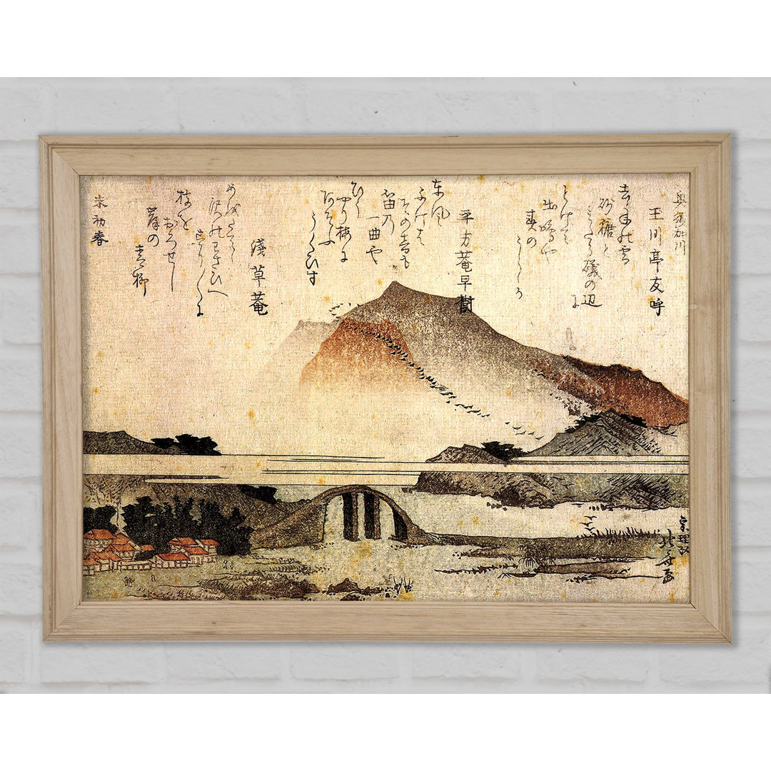 Hokusai Berglandschaft mit einer Brücke - Druck