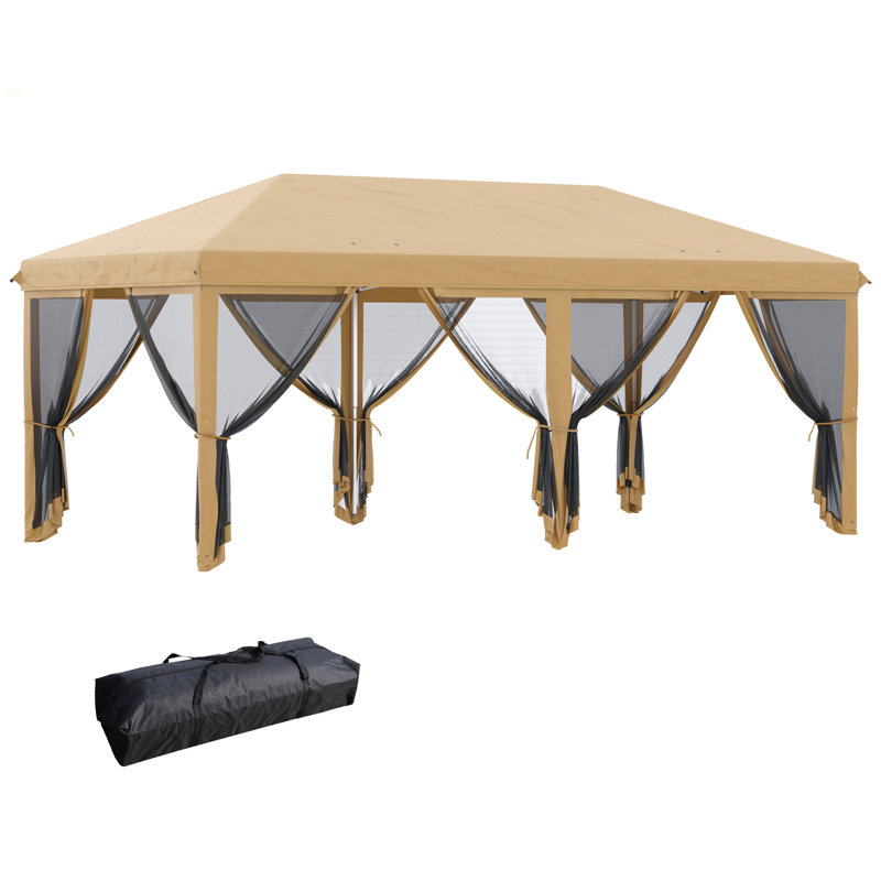 Tente avec auvent Pop Up Outsunny, Beige