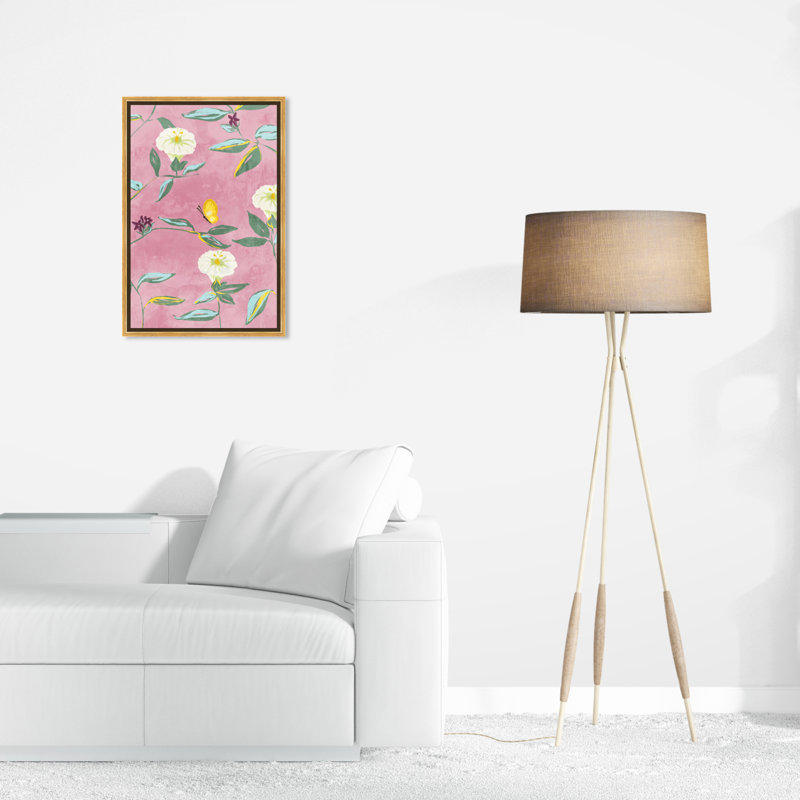 "Butterfly Spring Dream" par Oliver Gal - cadre flottant, impression sur toile, Or, H 31 po x l 21 po x P 1,75 po