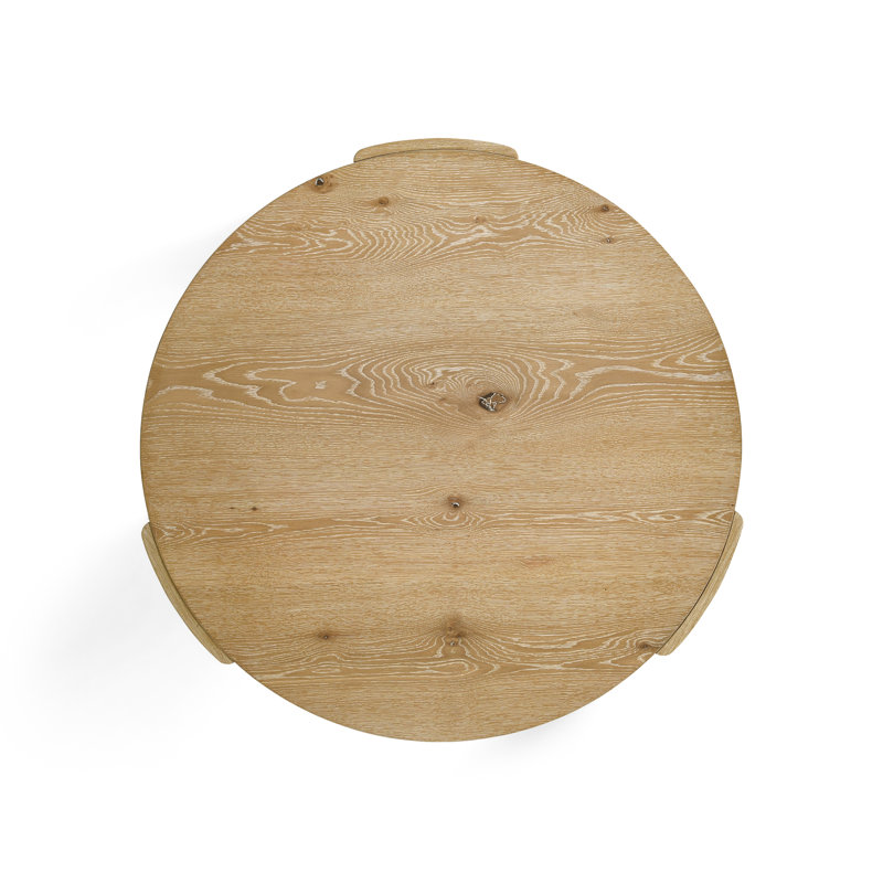Blitar 42.2"W Round Wood Coffee Table , Oak Wood