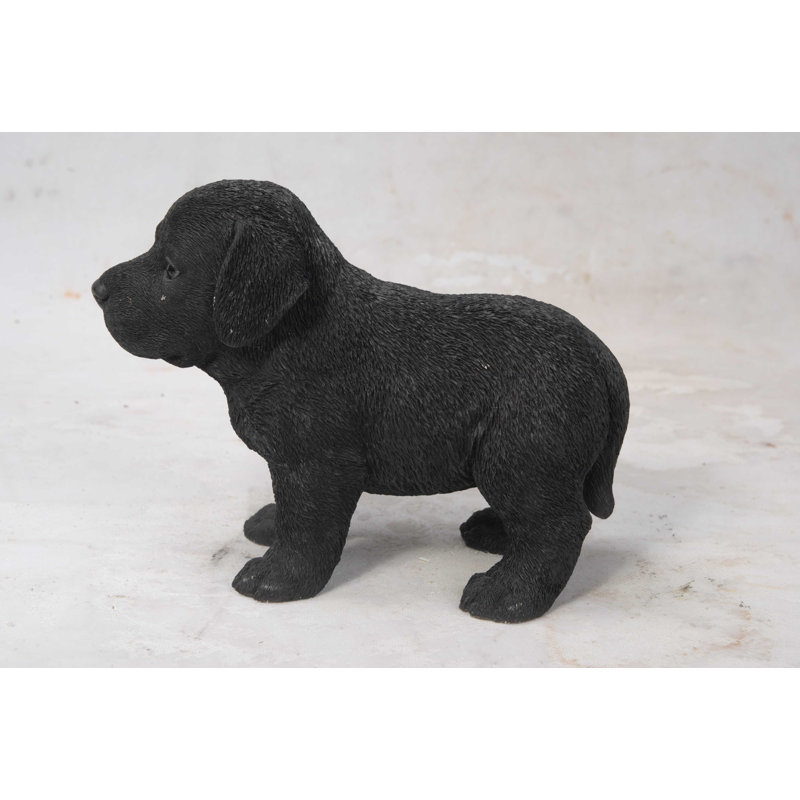 Statue chiot labrador debout, Noir