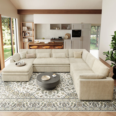 Canapé modulaire en U avec canapé double détachable Manuel Corduroy