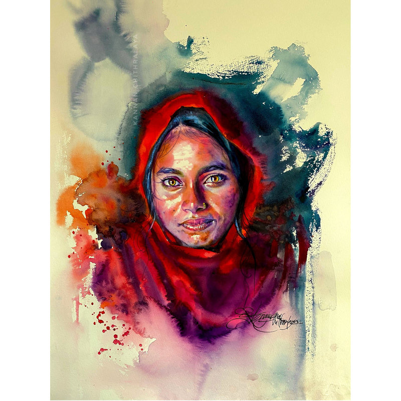 Look - Portrait d'une femme | Aquarelle | Décoration murale