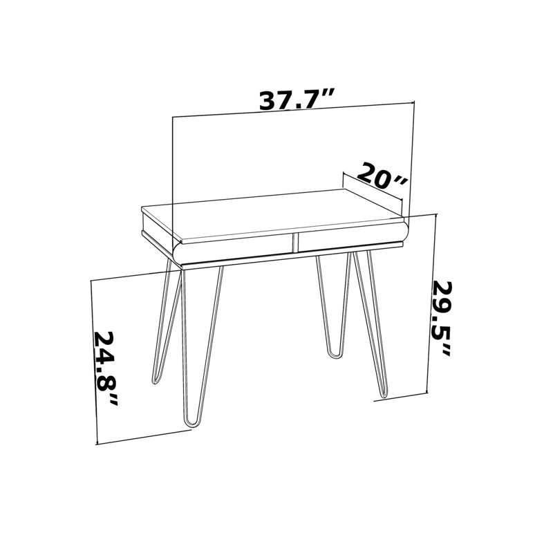 Bureau à 2 niveaux en chêne uni avec pieds en métal robuste, finition, 20 largeurs, style attrayant