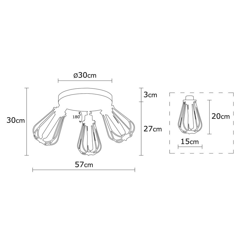 Crewe 3-Light 57cm Ceiling Spotlight