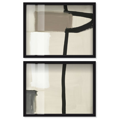 «Boho», reproduction d'art linéaire minimaliste par Art Remedy, cadre noir, 40 x 30