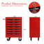 Chariot à outils à 7 tiroirs en acier laminé à froid rouge et noir, glissières à roulement, charge de 15 kg, 4 chariots pivotants avec dispositif de verrouillage en métal, capacité de chargement,