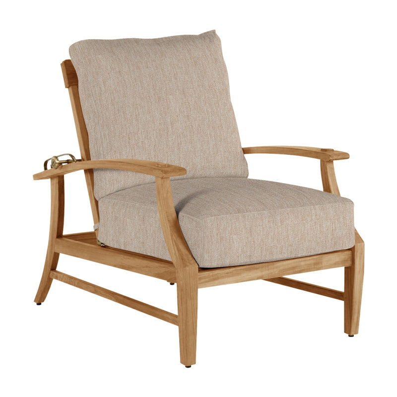 Croquet Teak Patio Chair with Cushions, Natural Teak, Welt, Canvas Sand