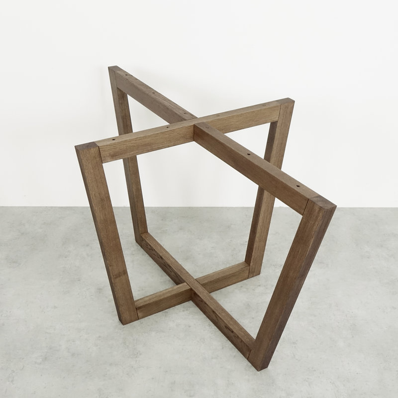 Solid Wood Table Leg, 71cm H x 80cm W x 170cm D, Brown Oil