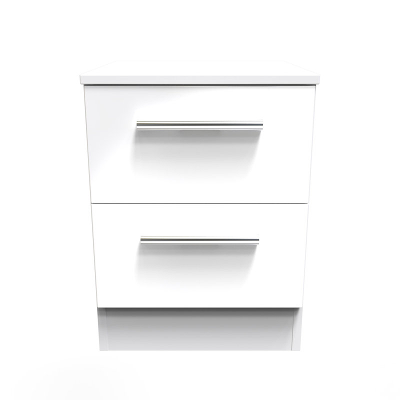 Bhaga 37cm W Manufactured Wood Bedside Table, White Matt
