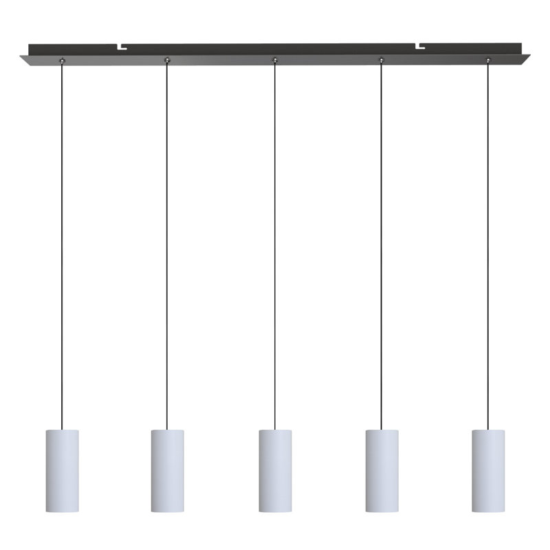 Luminaire suspendu linéaire à DEL 5 lumières pour îlot de cuisine Bludovice, Blanc