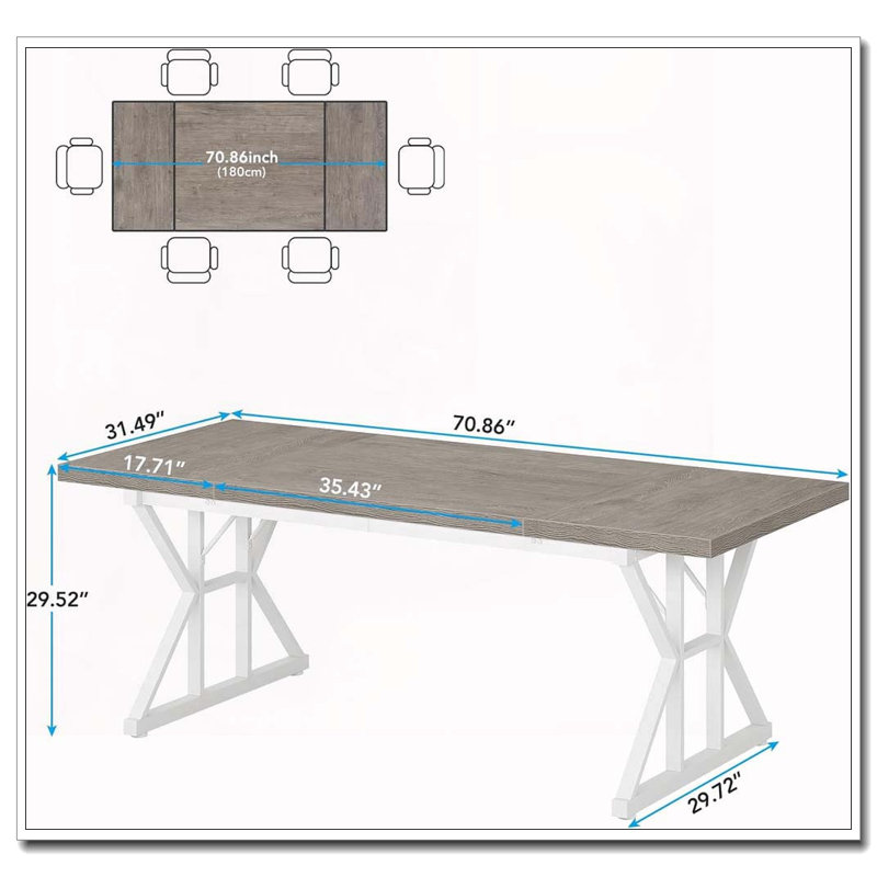 Table de cuisine, table de salle à manger, Gris, blanc