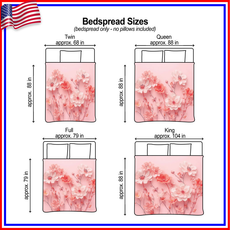 Couvre-lit matelassé rose Cherry Blossoms, Twin