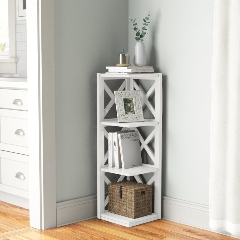 Safuad 39.15" H X 15.86" W Solid Wood Corner Bookcase, White