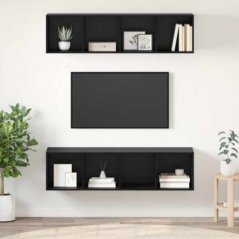 TV Cabinet Set 2 Pcs 37 X 37 X 142.5 Cm, Black Oak