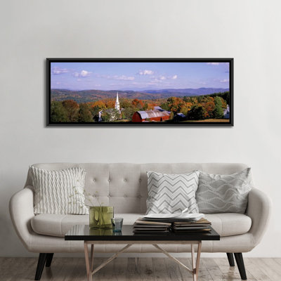 " High Angle View Of Barns In A Field, Peacham, Vermont, USA "