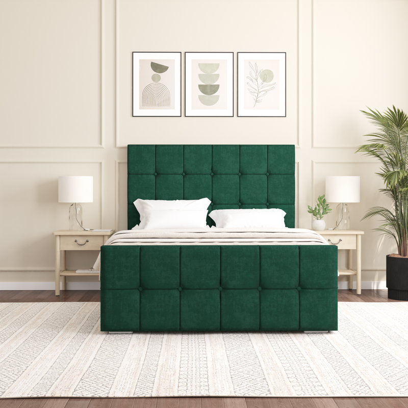Oakpark Upholstered Bed Frame, Emerald, Double (4'6)