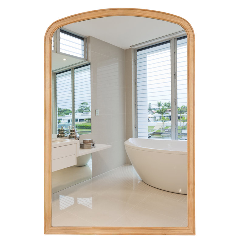 Chadwood Solid Wood Arch Mirror, Black, 30'' x 20''