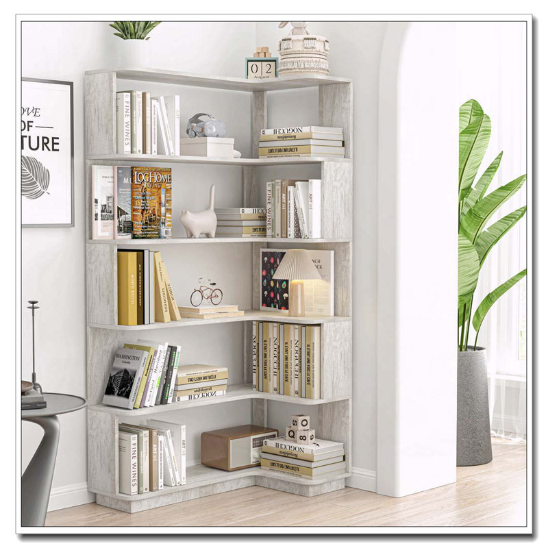 Bibliothèque de coin autoportante, Gris clair