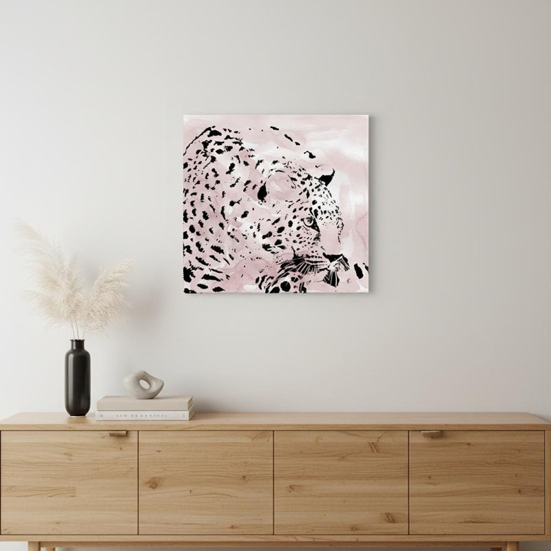20" Pink Laying Leopard Canvas Wall Art, 20" x 20"