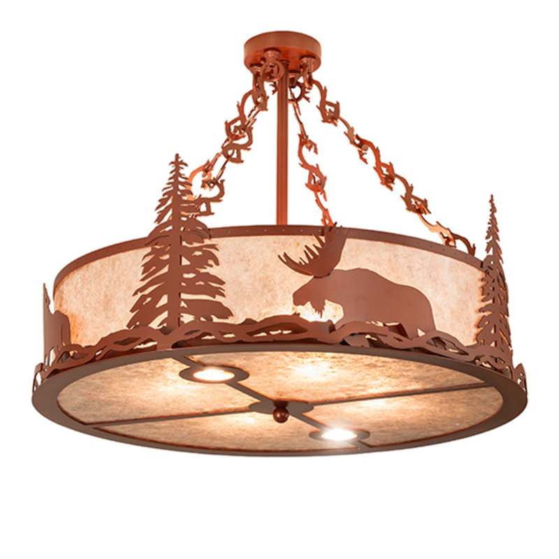30" Wide Wildlife At Dusk Inverted Pendant