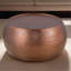 Table basse, moderne en aluminium rond contemporain de 32 po, table de ferme avec cuivre martelé à la main brillant antique