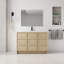 Meuble-lavabo autoportant de 48 po avec lavabo en résine et 3 portes d'armoire à fermeture en douceur
