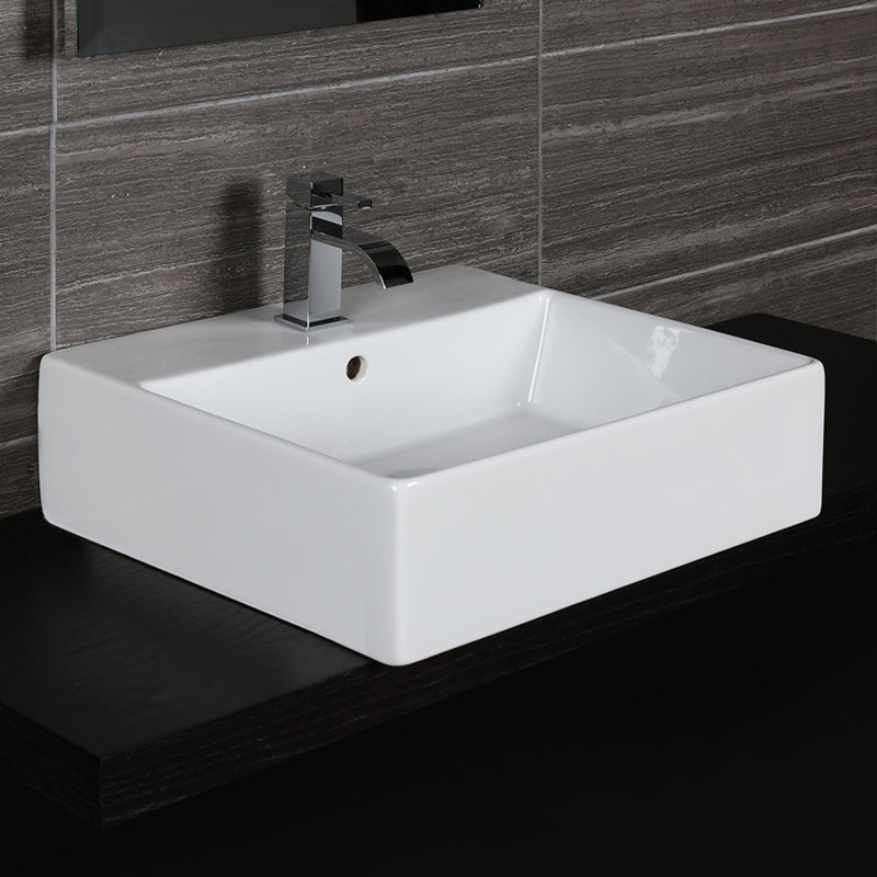 Aquamedia 19.13 in. L Bathroom Sink, Single Hole Faucet