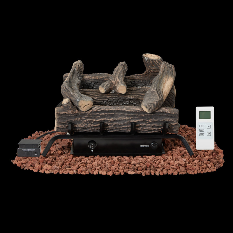 20-Inch Ventless Fireplace Logs Set for LP/Propane – Remote Control, 30,000 BTU, Made with Silk Floss Wood, Brown, 1000