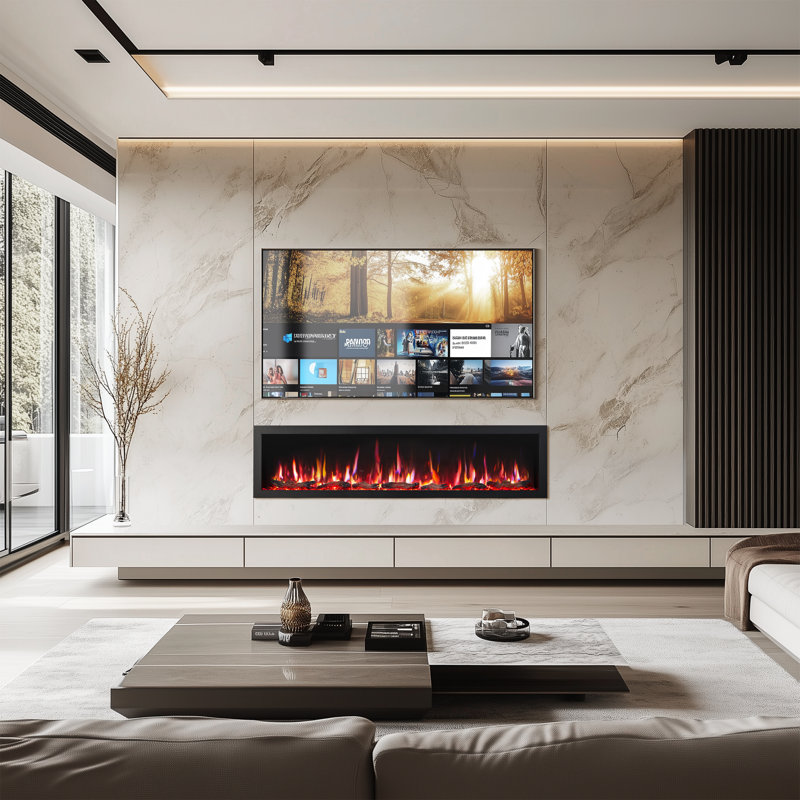 Puraflame Lume 72 Inch Smart Linear Electric Fireplace - Clean Hidden Vent Design, Flame With 9 Colors, Recessed In-wall Or Wall-mount Or Free Standing, Compatible With Alexa And Google Assistant