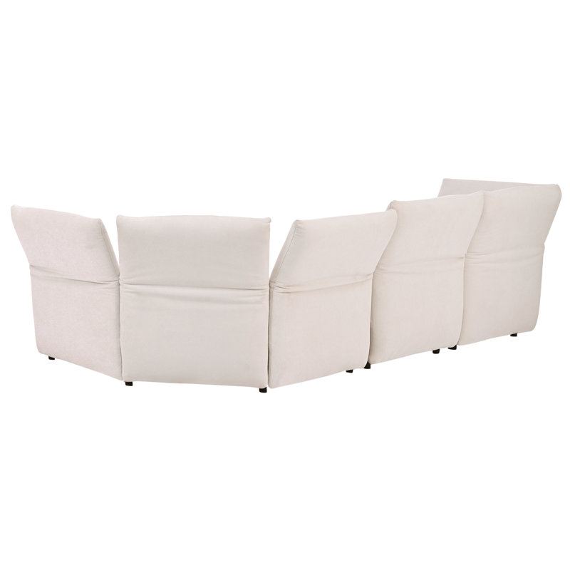 Norrin Petal Shape Sofa Free Combination with Adjustable Back, Beige